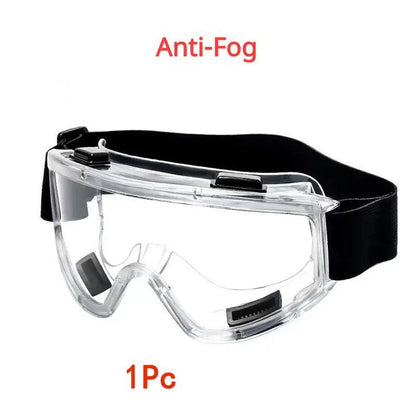 Clear safety antifog protective goggles from BACKUPMYFILESNOW.COM® with anti-splash, wind-proof design for industrial, lab, or cycling use.