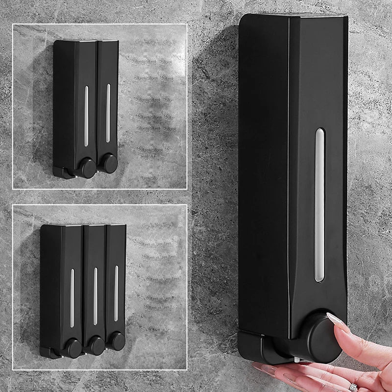 Black ZAOQI 500ml wall-mounted soap dispenser for shower gel and detergent, designed for bathroom accessories.