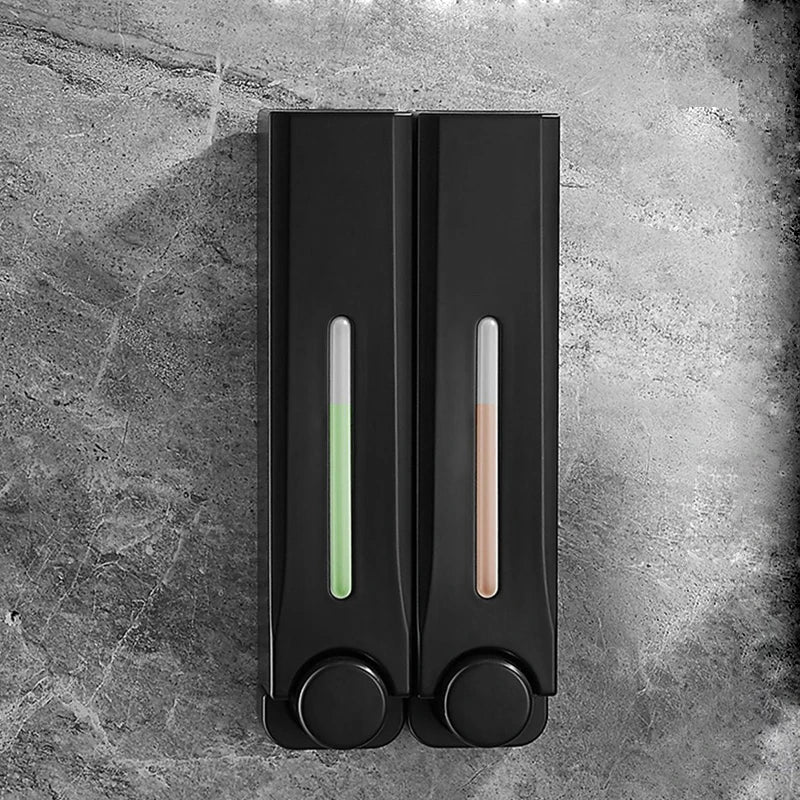Black ZAOQI 500ml wall-mounted soap dispenser for shower gel and detergent, ideal for bathroom accessories.