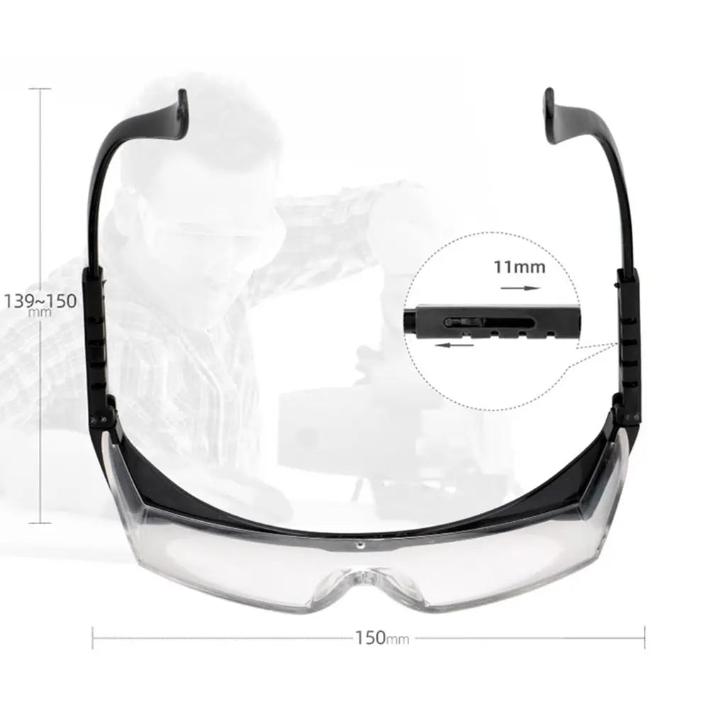 Black anti-splash safety goggles by BACKUPMYFILESNOW.COM® with windproof, dustproof, waterproof protective glasses for work or cycling.