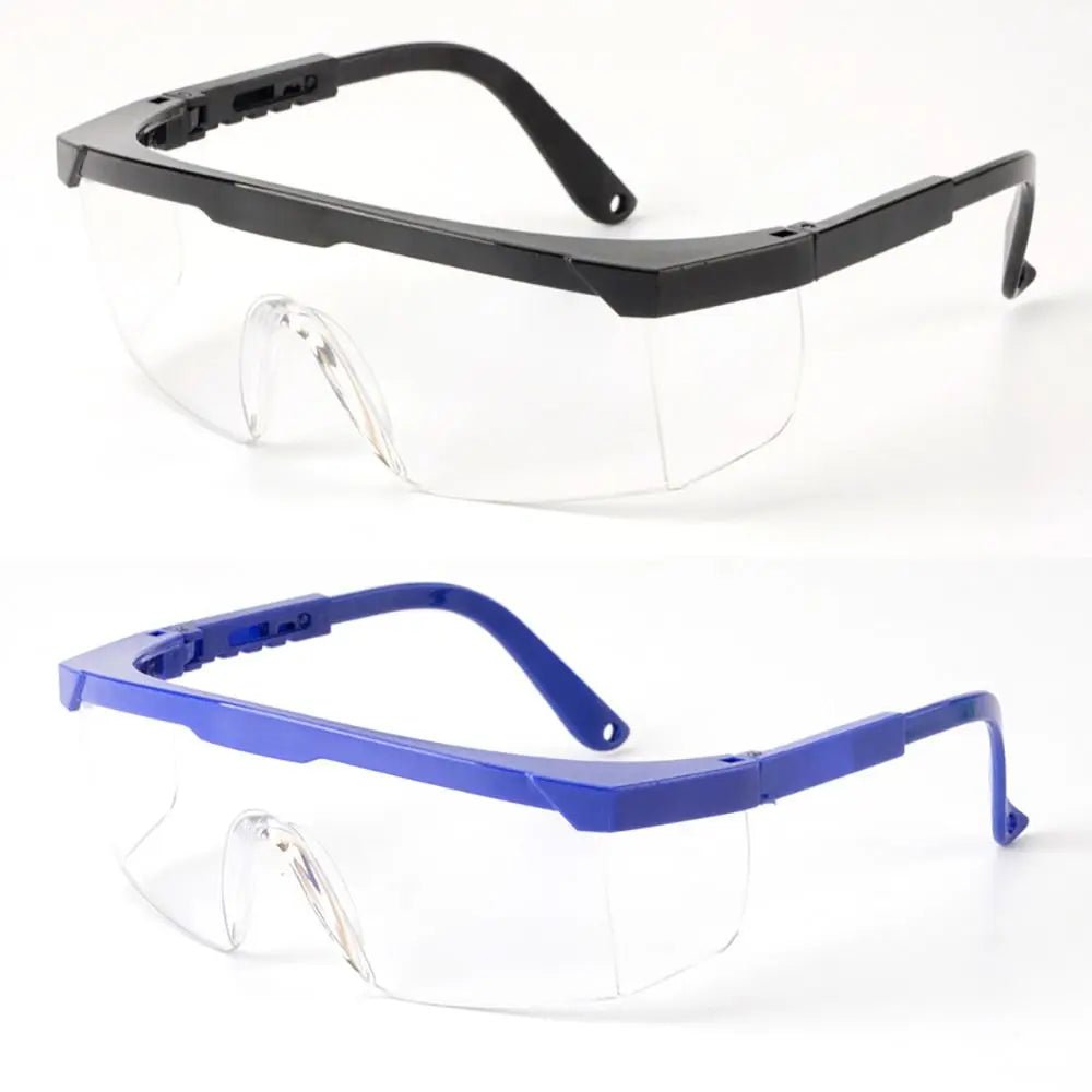 Black anti-splash safety goggles with windproof and dustproof design, waterproof protective glasses for cycling and work safety.