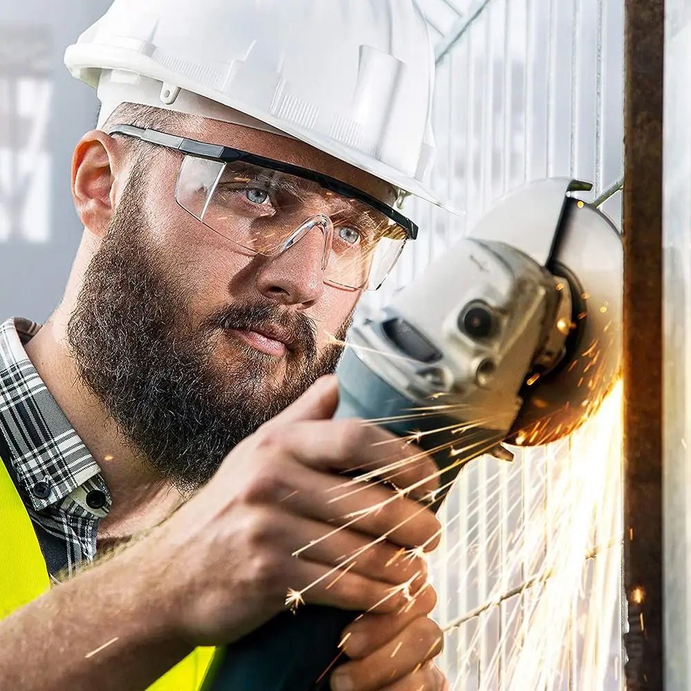 Black anti-splash safety goggles with windproof and dustproof design, waterproof protective glasses for work and cycling safety.