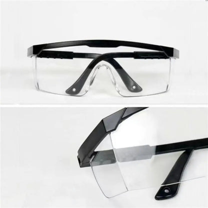 Black safety goggles with anti-splash, windproof, dustproof, and waterproof design for work, cycling, and protective use