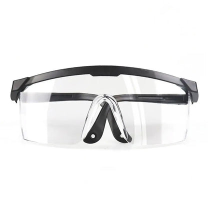 Black safety goggles from BACKUPMYFILESNOW.COM® with anti-splash, windproof, dustproof, and waterproof protective glasses for work and cycling.