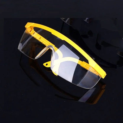 Black safety goggles with anti-splash, windproof, dustproof, waterproof lenses for work, cycling, and protective eye wear.