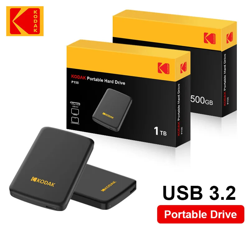 Black 1TB external mechanical hard drive P150 by BackupMyFilesNow.com with USB 3.0 port for high-speed data backup and storage.
