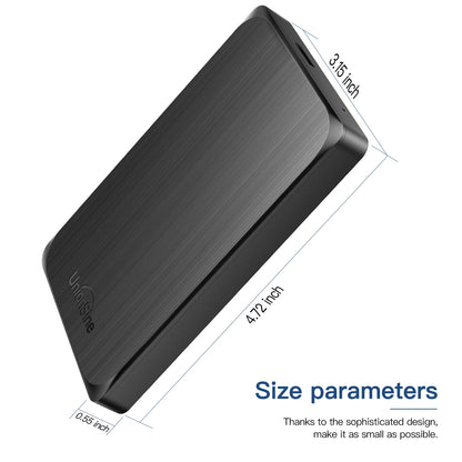 UnionSine 2.5-inch external hard drive in black, 1TB capacity, USB 3.0 portable HDD for PC, laptop, PS4, PS5, and Xbox backup