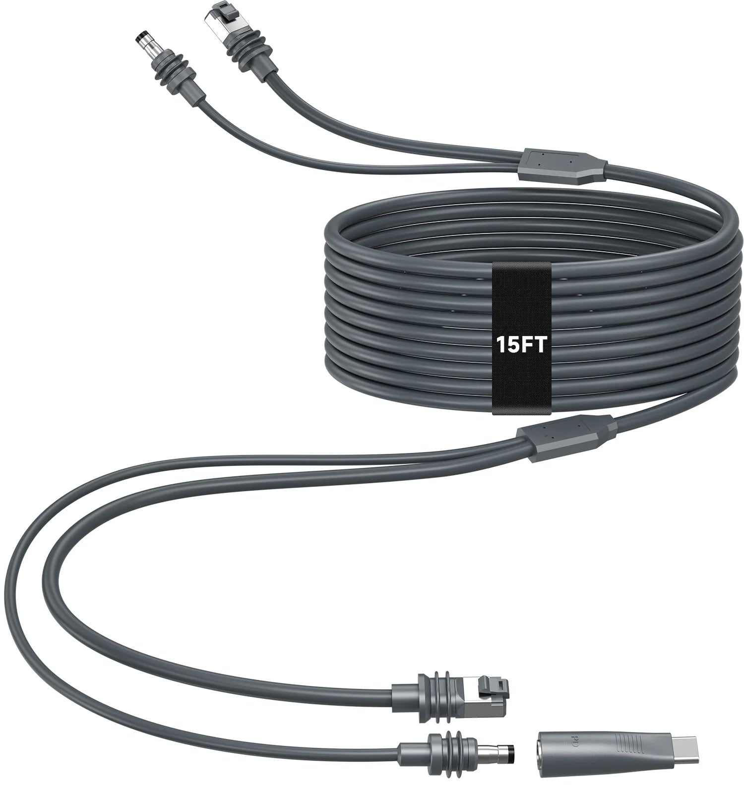 Black 2-in-2 Ethernet and USB-C fast charging cable for Starlink Mini, 5 meters, car electronics and data transmission, BACKUPMYFILESNOW.COM®