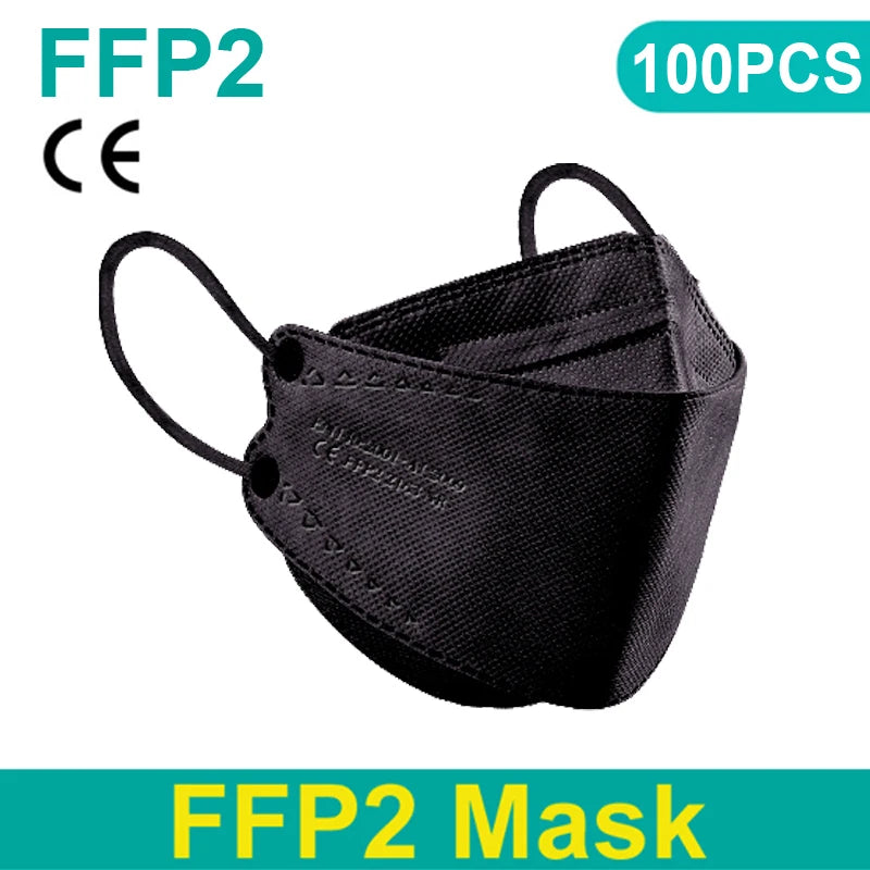 Black FFP2 KN95 masks and fish mouth masks from BackupMyFilesNow.com, protective face masks with FFP2 and KN95 certification.