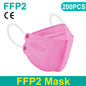 Black FFP2 and KN95 protective face masks, fish mouth design, pack of 200 masks, approved and breathable for safety