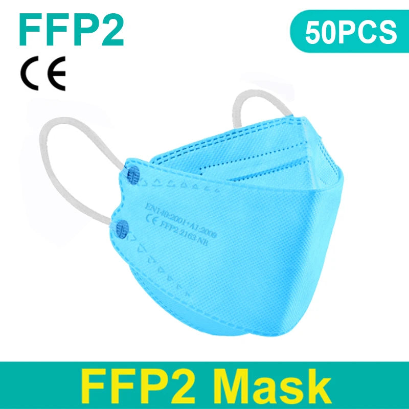 Black FFP2 KN95 masks with fish mouth design, protective face masks for respiratory protection, 200 pack.