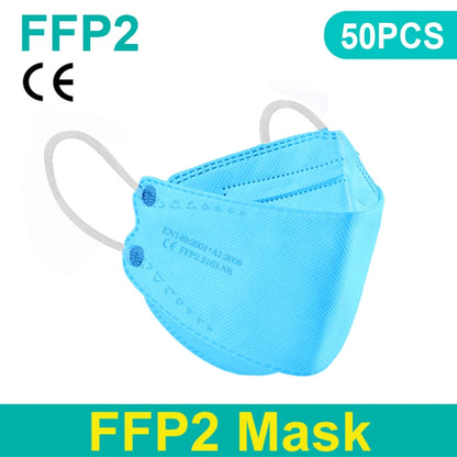 Black FFP2 KN95 masks with fish mouth design, protective face masks for respiratory protection, 200 pack.