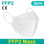 Black FFP2 KN95 masks with fish mouth design, protective face masks, approved for safety, shown in a large box of 200 units.