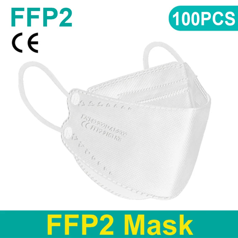 Black FFP2 and KN95 masks, fish mouth design, protective face masks, approved FFP2 masks, 200 pcs pack.