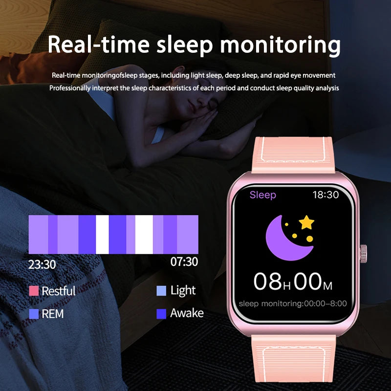 Black 2025 new Smart Watch with 1.85-inch curved screen, Bluetooth 5.4, heart rate, sleep monitor, wireless call and music control.