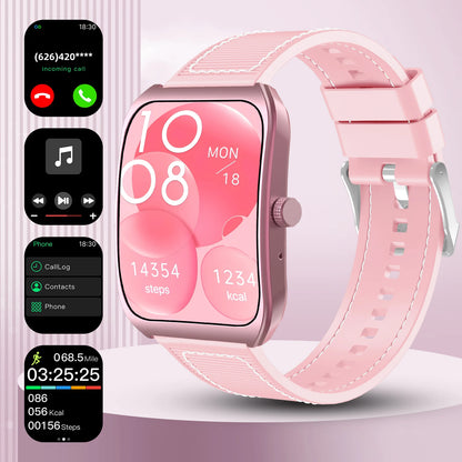 Black 2025 Smart Watch with 1.85-inch curved screen, Bluetooth 5.4, heart rate, sleep monitoring, and remote camera for men.