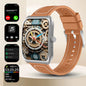 Black 2025 new smart watch with 1.85-inch curved screen, heart rate, sleep monitoring, wireless call and music control for men.
