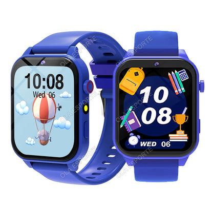 Black 2025 smart watch for children with HD touch screen, camera, 18 games, sleep monitor, alarm clock, calculator, suitable for boys and girls.