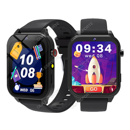 Black 2025 new smart watch for children with HD touch screen, camera, 18 games, sleep monitor, alarm clock, calculator, suitable for boys and girls