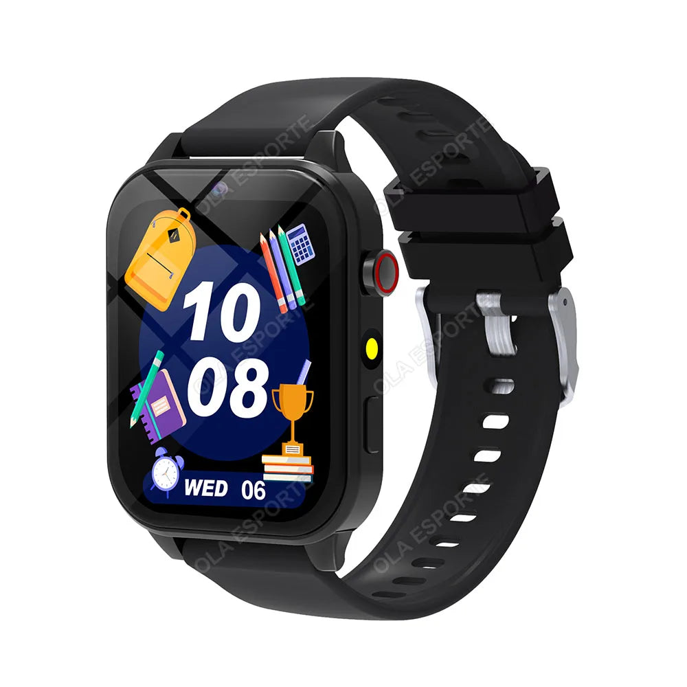 Black 2025 smart watch for children with HD touch screen, camera, 18 games, sleep monitor, alarm clock, calculator, for boys and girls.