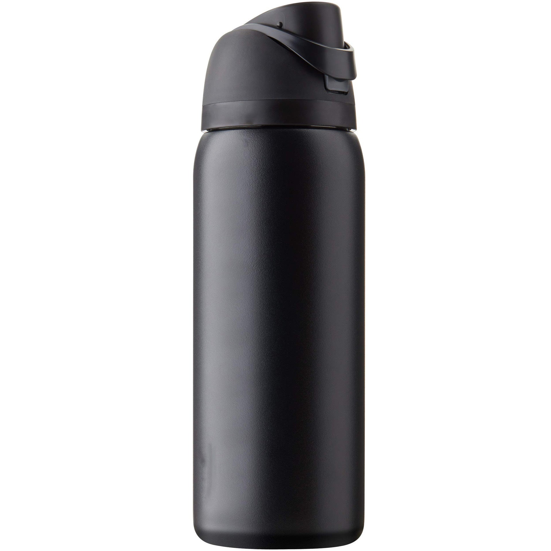 Black 24oz stainless steel vacuum cup tumbler with a sleek design, ideal for hot or cold beverages.