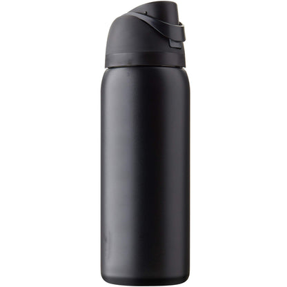 Black 24oz stainless steel vacuum cup tumbler with a sleek design, ideal for hot or cold beverages.