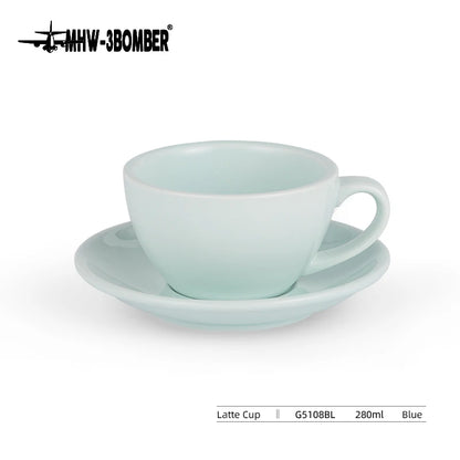 Black ceramic coffee cup with saucer, 280ml latte art mug for espresso, tea, and coffee from BackupMyFilesNow.com kitchen collection.