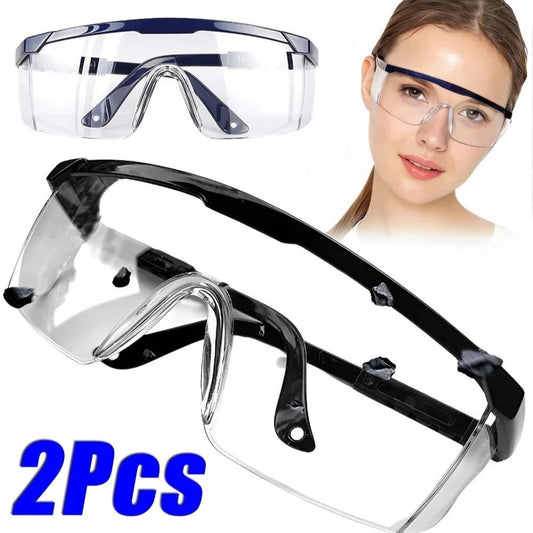 Pair of black safety goggles from BACKUPMYFILESNOW.COM® with anti-splash, dust-proof, and wind-resistant protective lenses for lab and cycling.