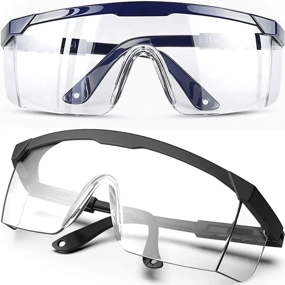 Pair of black anti-splash safety glasses with clear lenses, ideal for lab work, industrial use, or cycling protection.