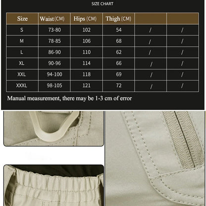 Black men's cargo shorts by BACKUPMYFILESNOW.COM®, quick-dry tactical shorts with multiple pockets, knee-length for outdoor hunting and fishing.