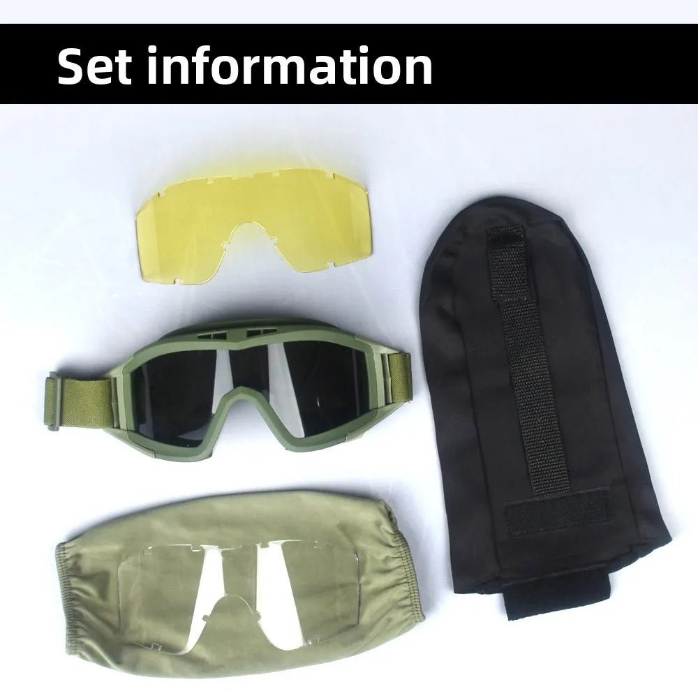 BackupMyFilesNow.com® 2026 Airsoft tactical goggles with three lenses, windproof, dustproof, and suitable for shooting and motocross.