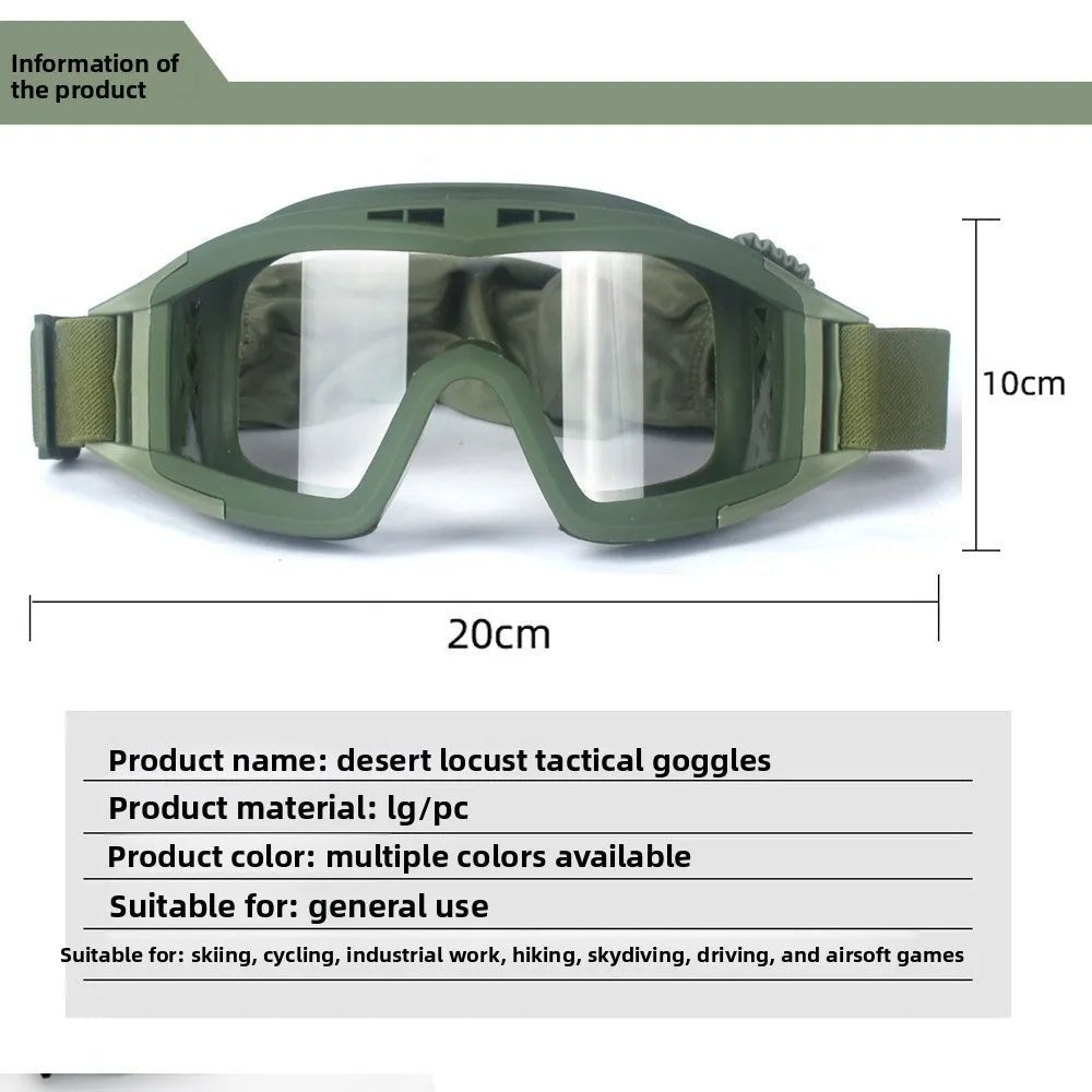 Black 2026 Airsoft Tactical Goggles with three lenses, windproof and dustproof design for shooting, motocross, and mountaineering safety.