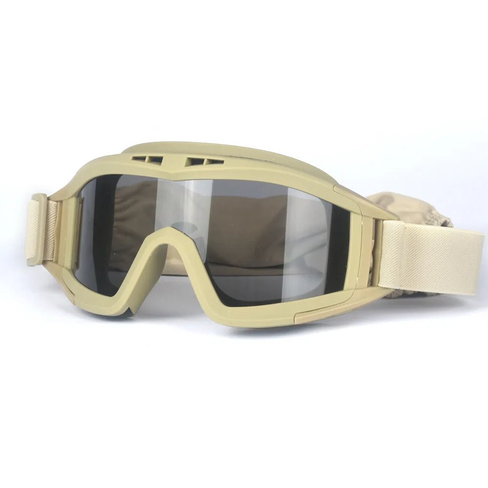 BackupMyFilesNow® 2026 airsoft tactical goggles with three lenses, windproof, dustproof, and protective for shooting and motocross.