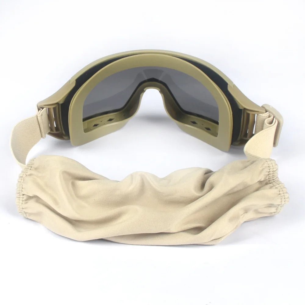Black 2026 Airsoft Tactical Goggles with 3 lenses, windproof and dustproof, suitable for shooting, motocross, and mountaineering.