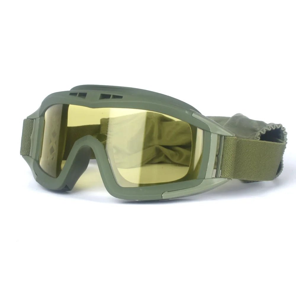 Black 2026 Airsoft Tactical Goggles with 3 lenses, windproof and dustproof, ideal for shooting, motocross, and mountaineering safety.