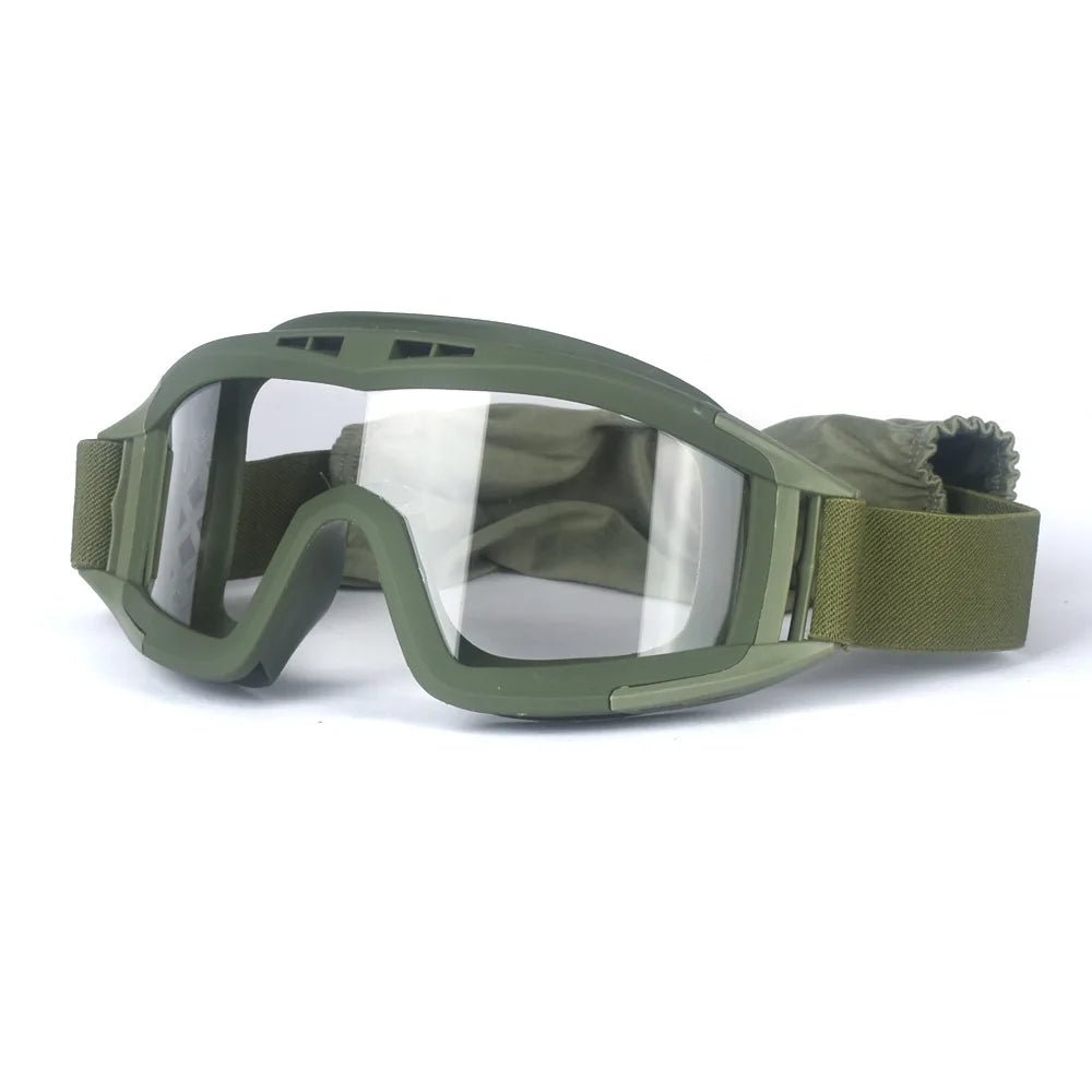 Black 2026 Airsoft Tactical Goggles with three lenses, windproof and dustproof design for shooting, motocross, and mountaineering safety.