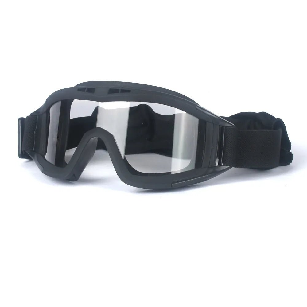 Black 2026 Airsoft Tactical Goggles with three lenses, windproof and dustproof design, ideal for shooting, motocross, and mountaineering.