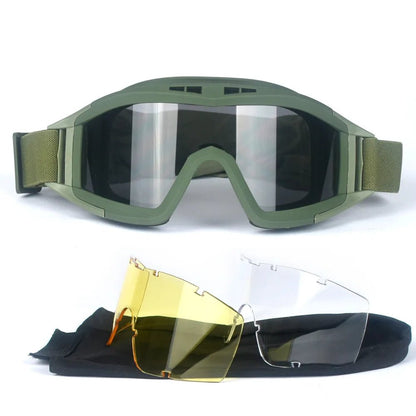 BackupMyFilesNow.com® 2026 Airsoft Tactical Goggles with 3 lenses, windproof, dustproof, ideal for shooting, motocross, and mountaineering.