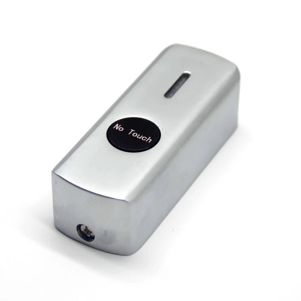 Wall-mounted zinc alloy exit button with LED light, infrared sensor, for door access control system, automatic push switch.