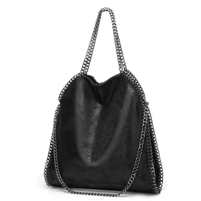 Black women's fashion handbag with chain strap, casual design, large shoulder crossbody style, portable and suitable for birthdays.