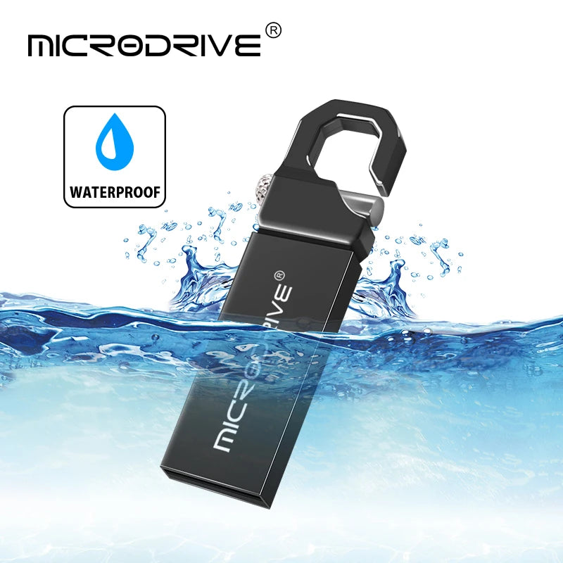 Black 32GB USB flash drive from BackupMyFilesNow.com showing a compact thumb pendrive with multiple storage options and USB connector.