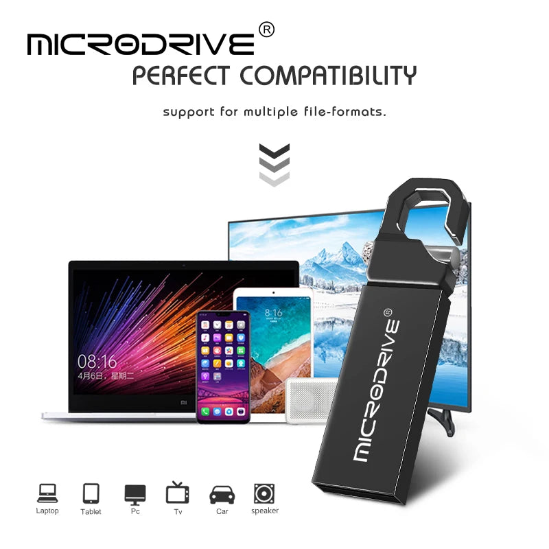 Black USB flash drive with 32GB storage capacity, showing a compact thumb drive design and USB connector.