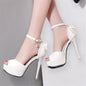 12cm stiletto heels with bow and open toe design from BACKUPMYFILESNOW.COM®, featuring elegant high-heeled footwear with stylish details.