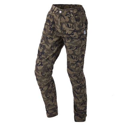 Camouflage jeans with racing belt protector from BACKUPMYFILESNOW.COM® showing detailed fabric pattern and belt attachment.