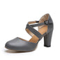 BACKUPMYFILESNOW® high-heel chunky sandals with buckle detail, featuring stylish design and open-toe construction.
