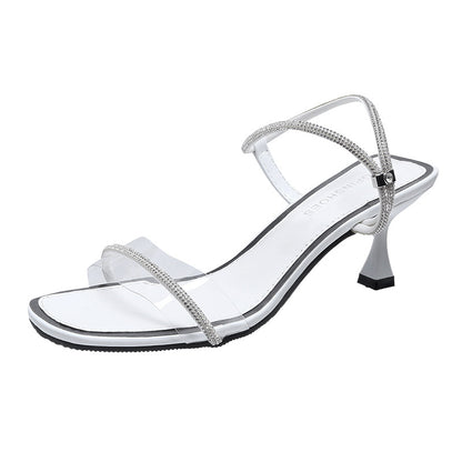 Square toe stiletto high heel sandals by BACKUPMYFILESNOW.COM® with casual style and chic design.