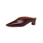 Black genuine leather women's mules with square toe and chunky heel, soft slip-on sandals perfect for summer and spring.