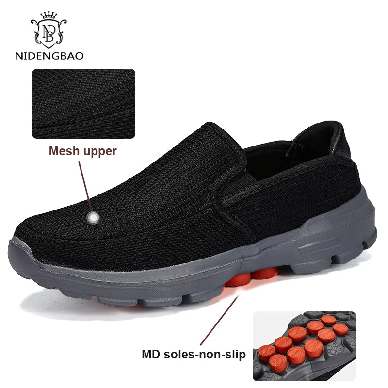 Black men's slip-on loafers by BackupMyFilesNow.com, breathable casual driving shoes with non-slip soles, available in size 45.