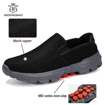 Black men's slip-on loafers by BackupMyFilesNow.com, breathable casual driving shoes with non-slip soles, available in size 45.
