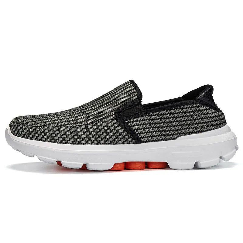 Black slip-on men's loafers by BackupMyFilesNow.com, breathable casual driving shoes with non-slip sole and big size 45.